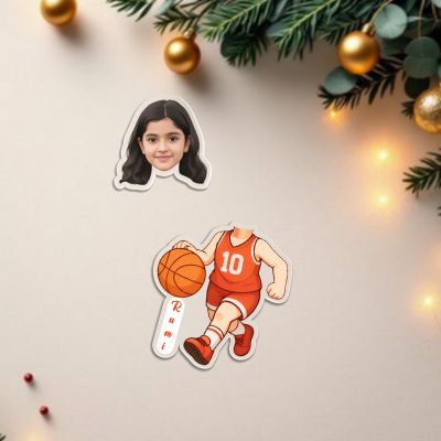 Personalized Basketball Girl Bobblehead Caricature with Battery Powered Shaking Head Feature | Unique Sports Theme Desk Decor & Gift for Basketball Players & CoachesPersonalized Basketball Girl Bobblehead Caricature with Battery Powered Shaking Head 